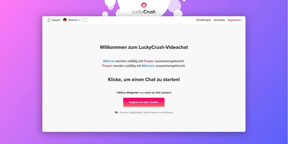 Nutzer bei einem Videochat auf LuckyCrush