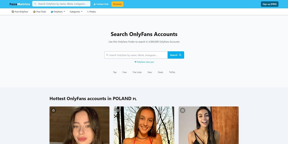 FansMetrics.com - Die Suchmaschine, um herausragende OnlyFans-Creators zu entdecken.