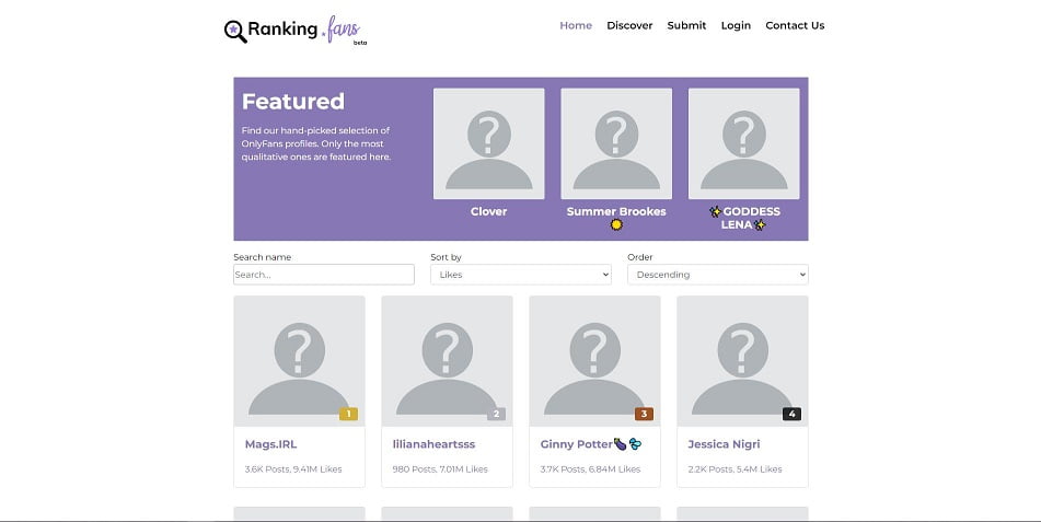 Ranking-Fans.com - Entdecken Sie die bekanntesten OnlyFans-Creator mit unserer leistungsstarken Suchmaschine.