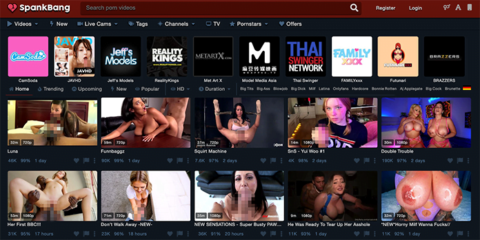 SPANKBANG.COM Screenshot: Beliebte Seite für vielfältige Pornochannels.