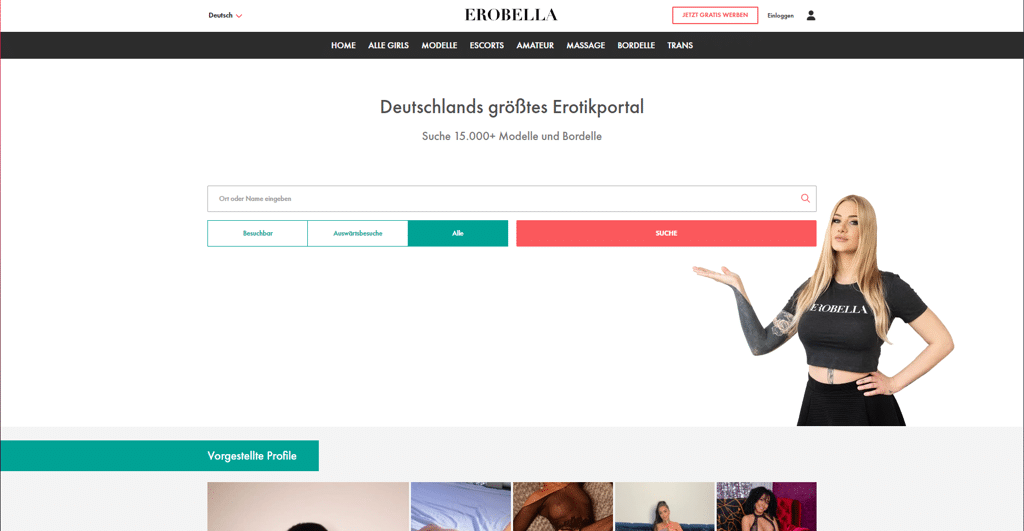 Erobella – Deutschlands größtes Erotikportal mit Suchfunktion für Escort-Profile